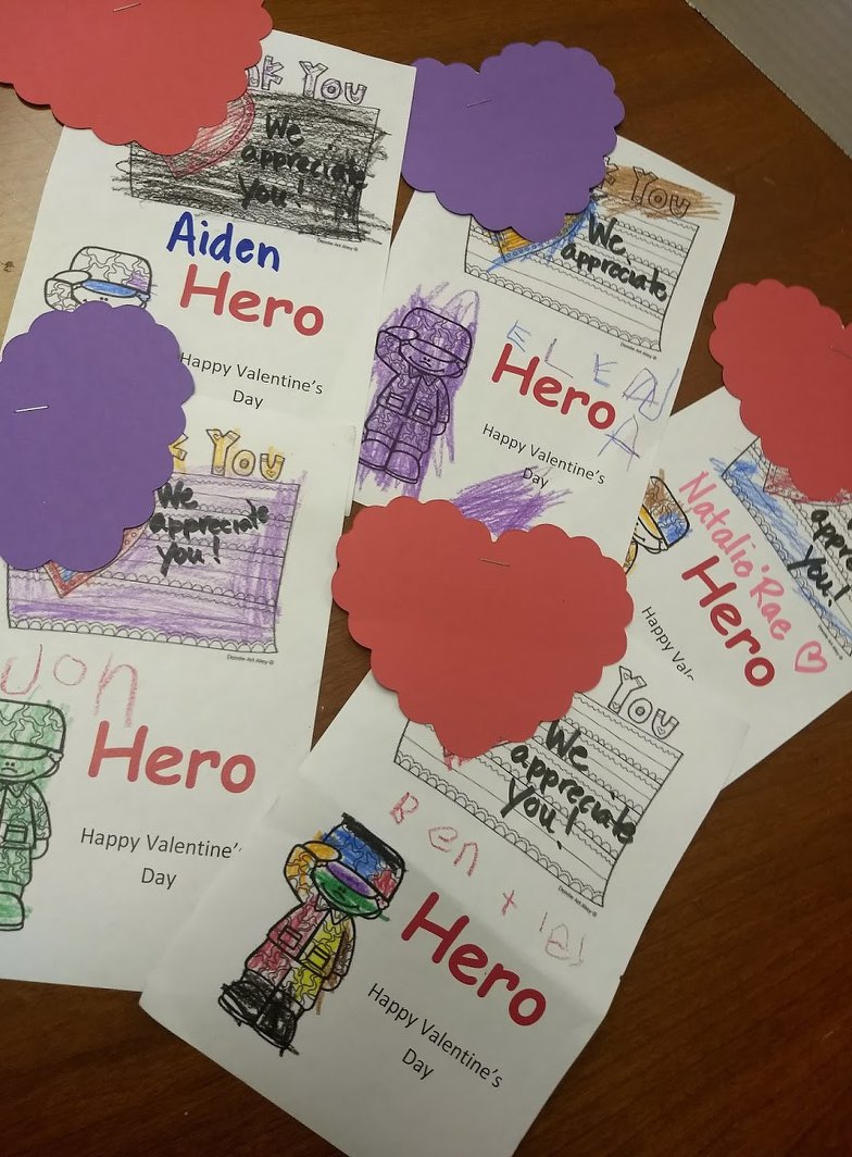 Colored Valentine Valentines for Veterans 2019
