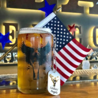 Beer glass with flag and dogtag