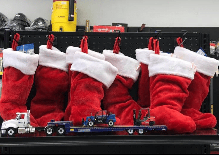 Holiday stocking drive at United Rentals