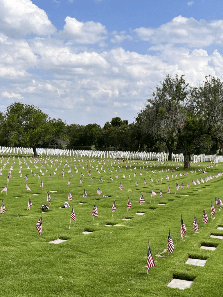 US flag at Ft. Sam Cemetary on Memorial Day