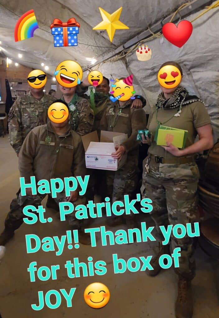 Happy St. Patricks Day from Service Members who received the care packages