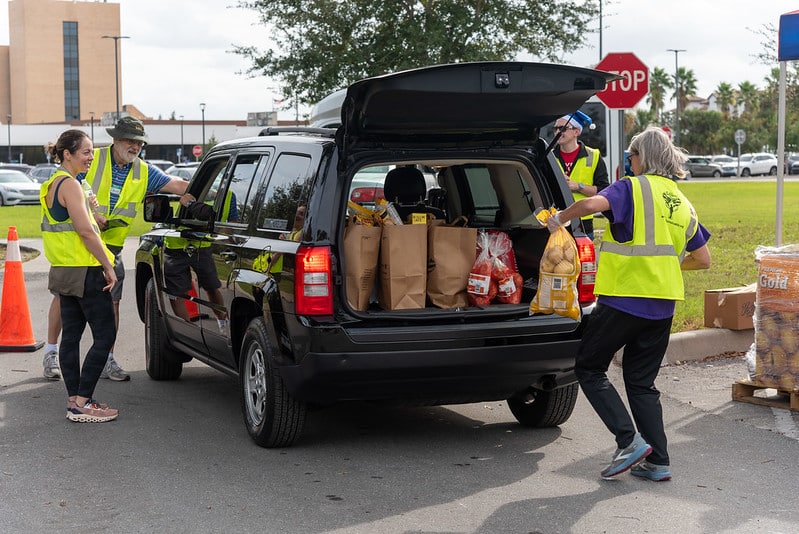 The food distributions are drive-through so Veterans never have to get out of their car.