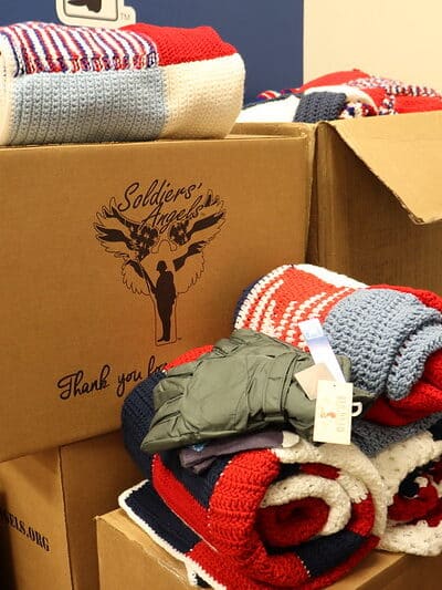 Winter items ready to be shipped to Veterans in need.