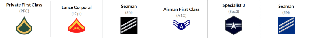 The enlisted ranks insignias for the Coast Guard and the Navy are the same design but different colors. 