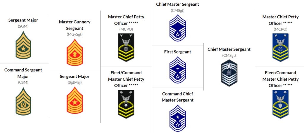 Enlisted ranks insignias E-9 image one. 